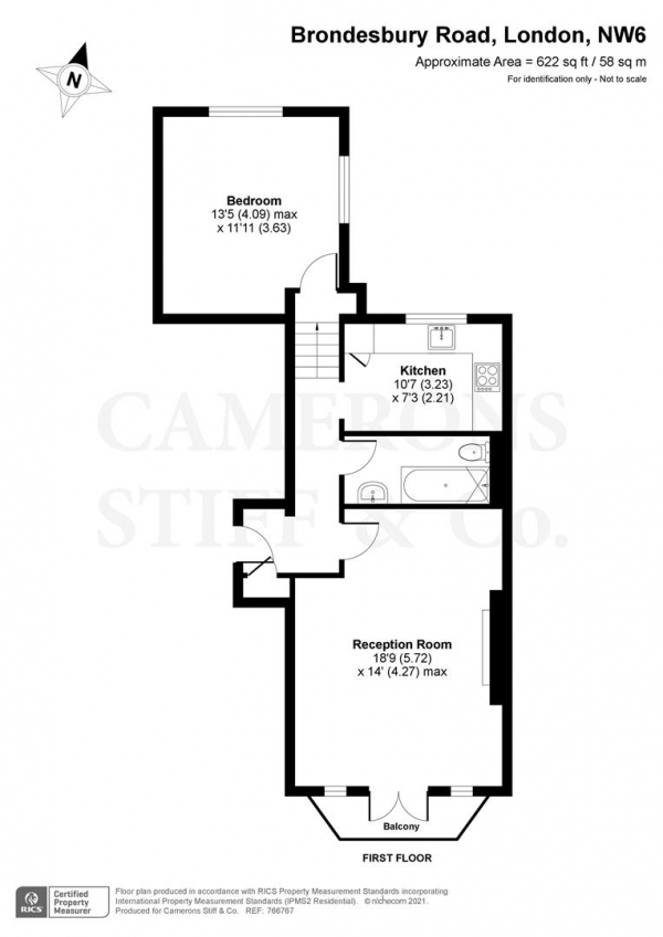 Floor Plan Image for 1 Bedroom Flat for Sale in Brondesbury Road, London