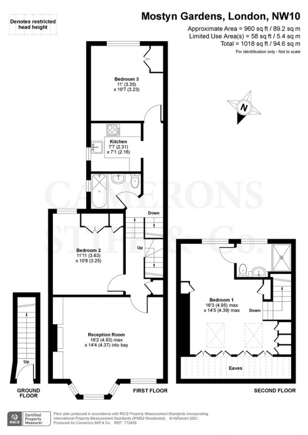 Floor Plan Image for 3 Bedroom Flat for Sale in Mostyn Gardens, London