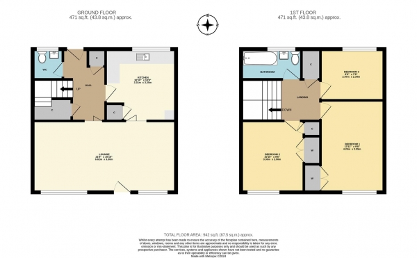 Floor Plan Image for 3 Bedroom Terraced House for Sale in Hermes Crescent, Henley Green, Coventry, CV2 1JA