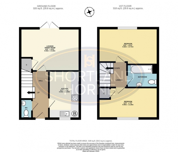 Floor Plan Image for 2 Bedroom Terraced House for Sale in Braunton Avenue, Spirit Quarters, Henley Green, Coventry, CV2 1TA