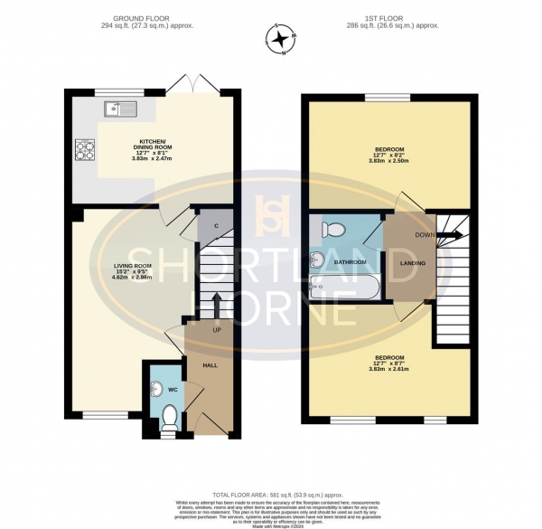 Floor Plan Image for 2 Bedroom Terraced House for Sale in Bracken Walk, Willenhall, Coventry, CV3 3JZ