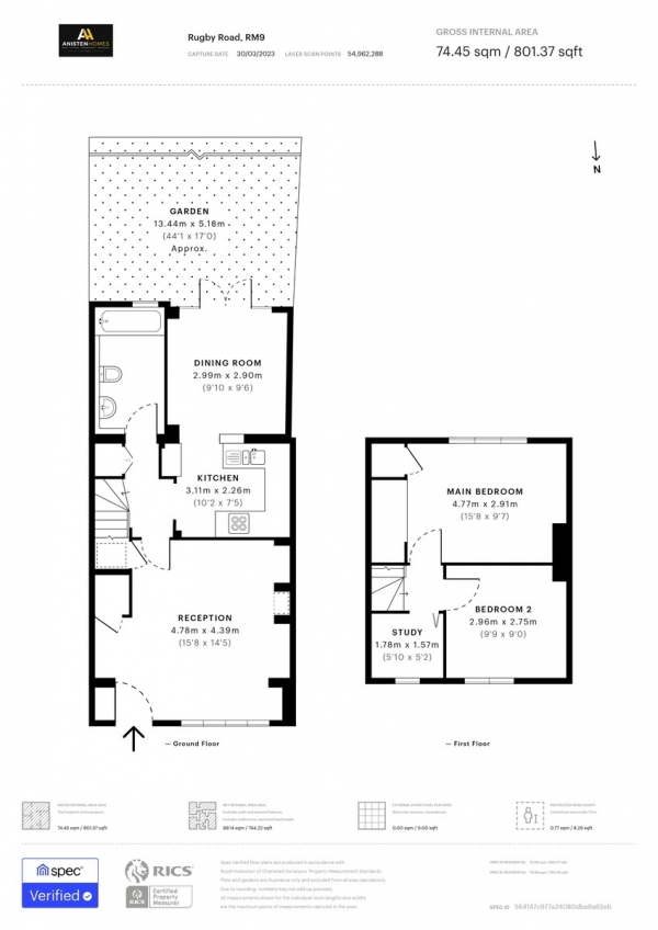 Floor Plan Image for 2 Bedroom Terraced House for Sale in Rugby Road, Dagenham, RM9 4AT