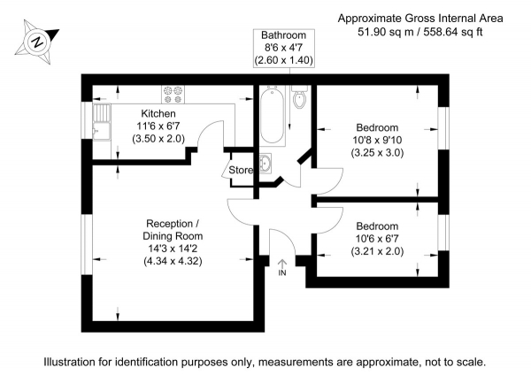 Floor Plan Image for 2 Bedroom Flat for Sale in Fenman Gardens, Goodmayes, Essex