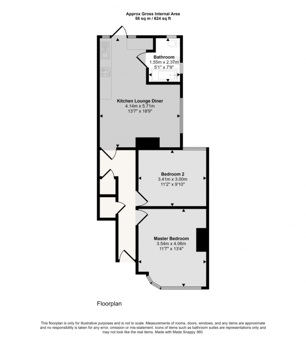 Floor Plan Image for 2 Bedroom Ground Flat for Sale in High Road, Chadwell Heath, RM6 4BA