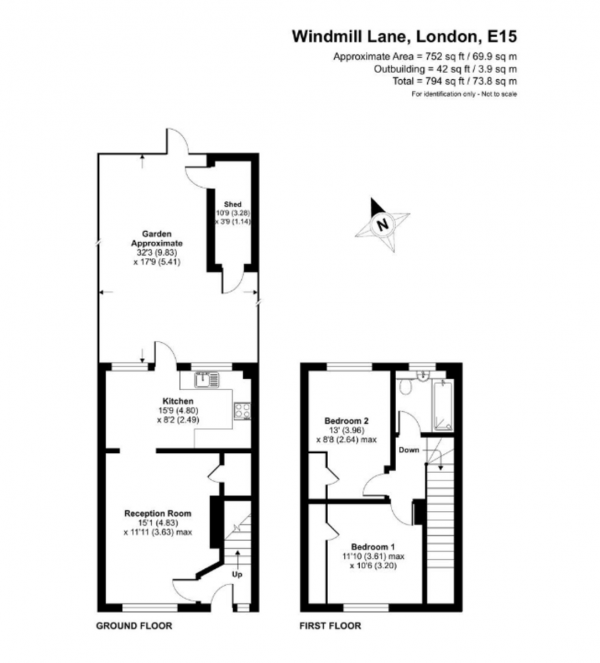 Floor Plan Image for 2 Bedroom Terraced House for Sale in Windmill Lane London E15 PG