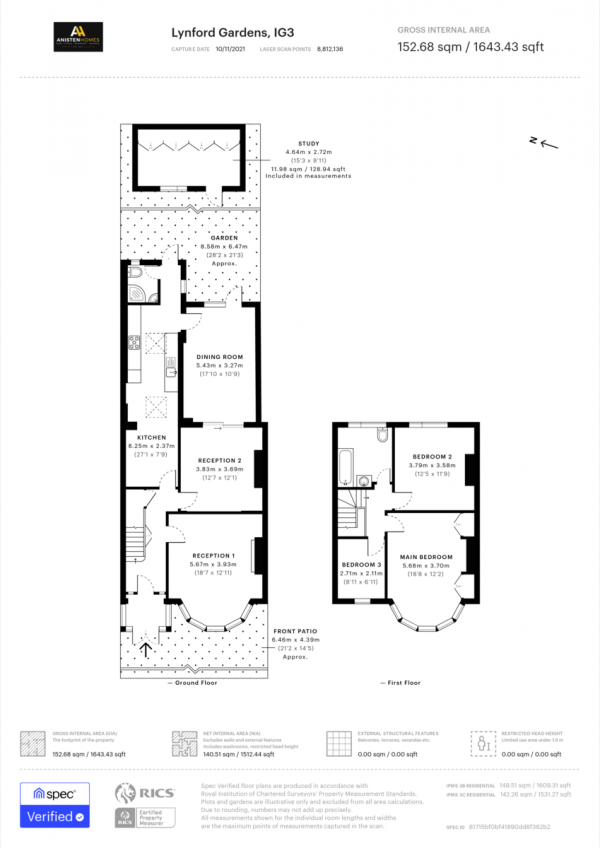 Floor Plan Image for 3 Bedroom Terraced House for Sale in Lynford Gardens, Seven Kings, Essex IG3 9LY