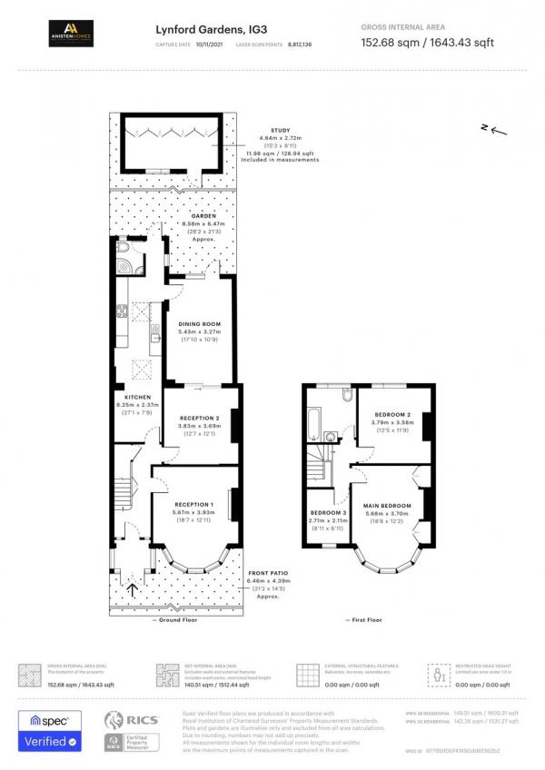 Floor Plan Image for 3 Bedroom Terraced House for Sale in Lynford Gardens, Seven Kings, Essex IG3 9LY