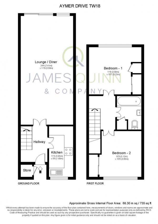 Floor Plan Image for 2 Bedroom Property for Sale in Aymer Drive, Staines-Upon-Thames