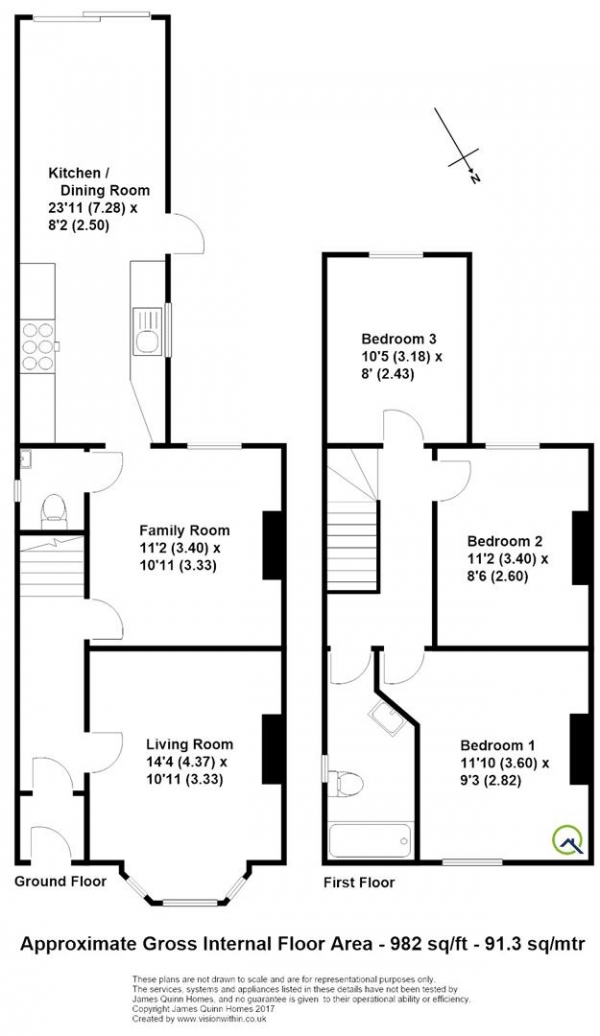 Floor Plan Image for 3 Bedroom Semi-Detached House for Sale in Drill Hall Road, Chertsey