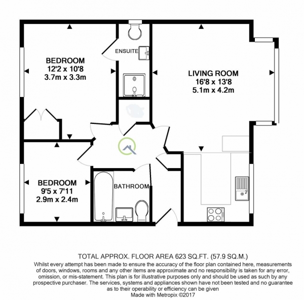 Floor Plan Image for 2 Bedroom Apartment for Sale in Rushmon Court, Chertsey