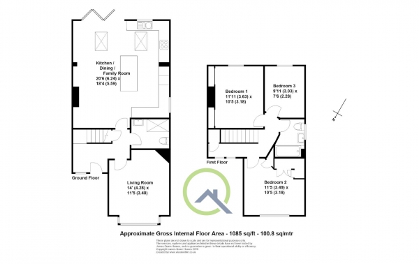 Floor Plan Image for 3 Bedroom Semi-Detached House for Sale in Liberty Lane, Addlestone