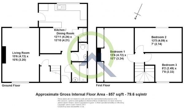 Floor Plan Image for 3 Bedroom Semi-Detached House for Sale in Northfield Road, Staines-Upon-Thames