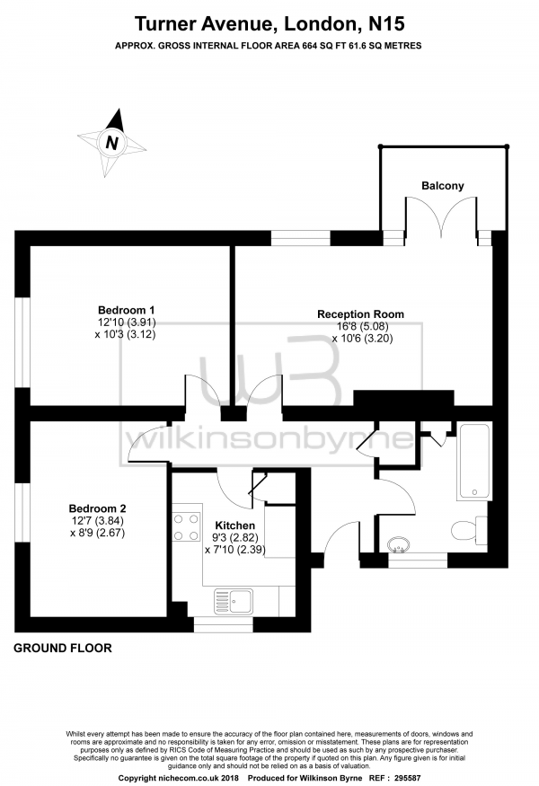 Floor Plan Image for 2 Bedroom Apartment for Sale in Turner Avenue, Seven Sisters