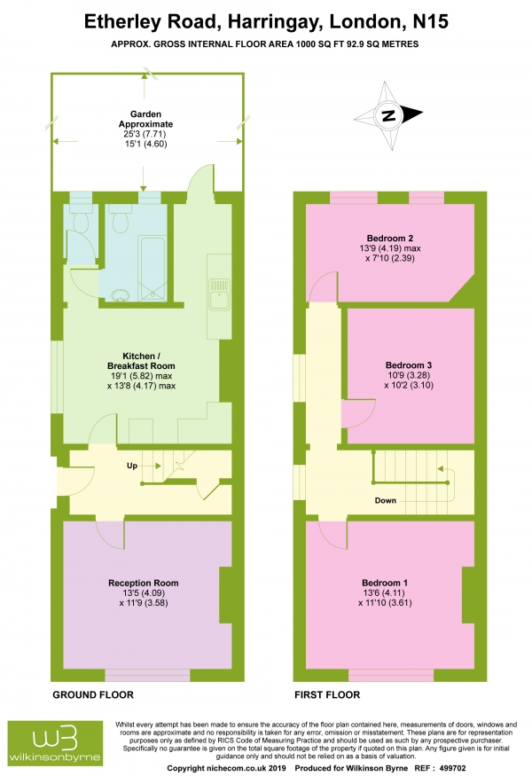 Floor Plan Image for 3 Bedroom End of Terrace House for Sale in Etherley Road, London