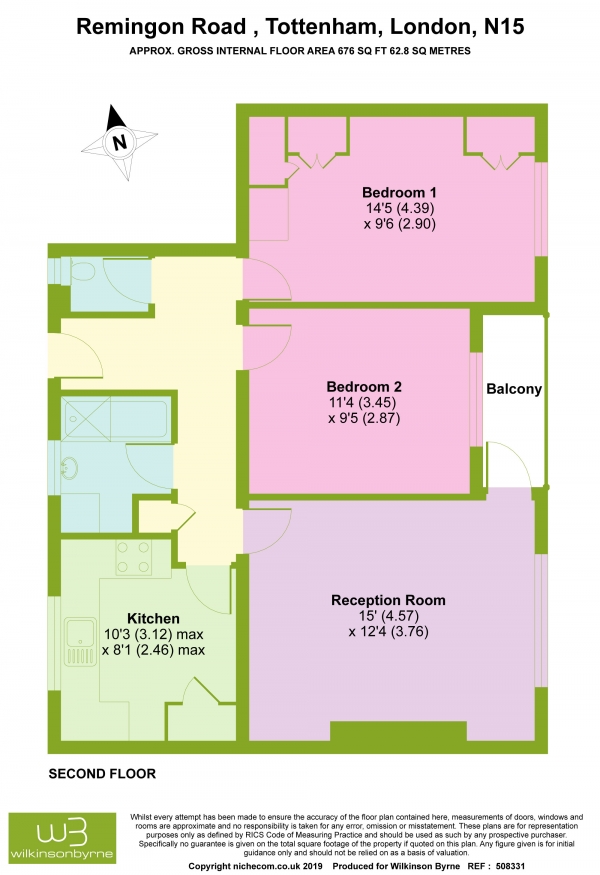 Floor Plan Image for 2 Bedroom Apartment for Sale in Remington Road, Harringay, London, N15 6SS