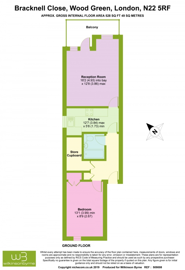 Floor Plan Image for 1 Bedroom Flat for Sale in Bracknell Close, Wood Green