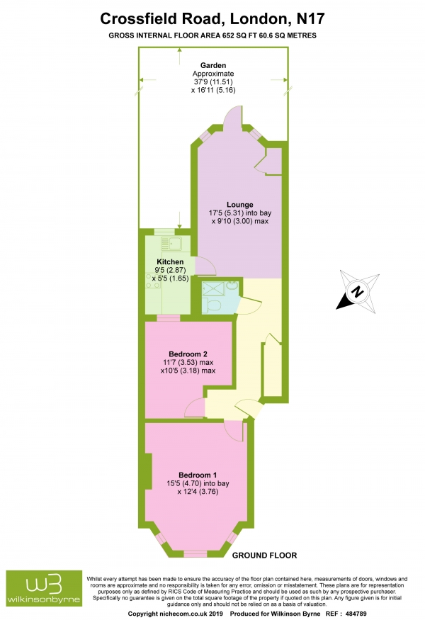 Floor Plan Image for 2 Bedroom Apartment for Sale in Crossfield Road, Harringay, London, N17 6AY