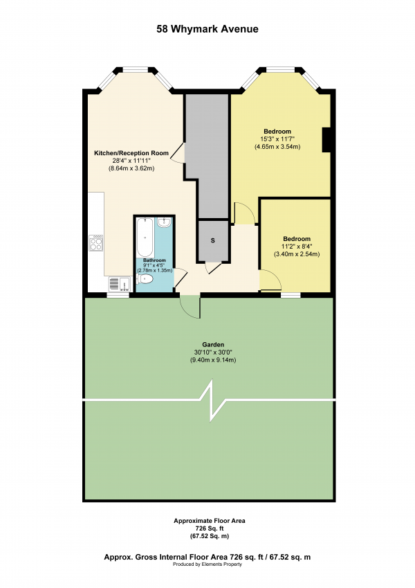 Floor Plan Image for 2 Bedroom Ground Flat for Sale in Whymark Avenue, Harringay, London, N22 6DJ