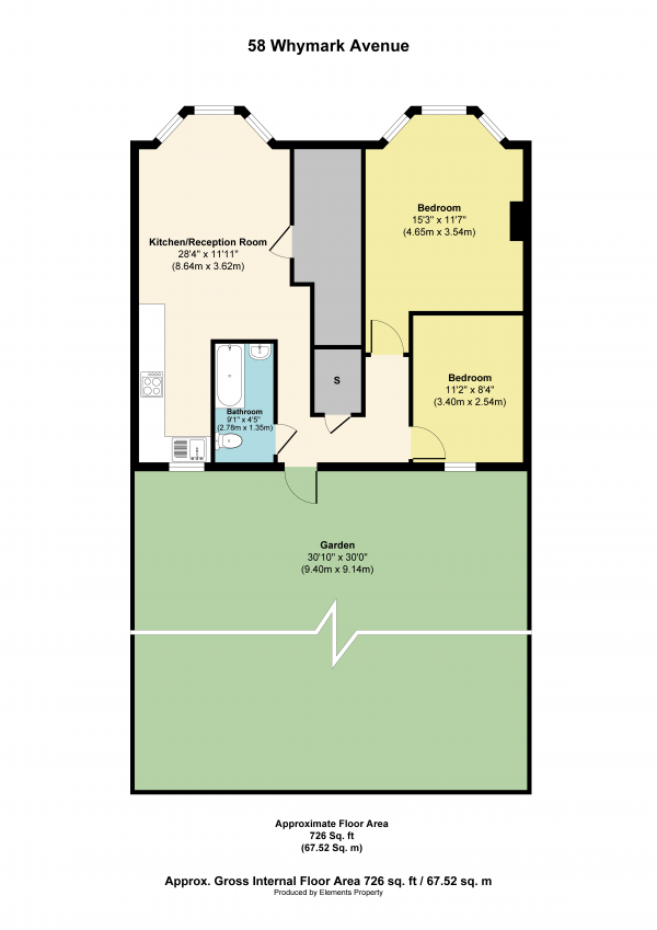 Floor Plan Image for 2 Bedroom Ground Flat to Rent in Whymark Avenue, London, N22 6DJ