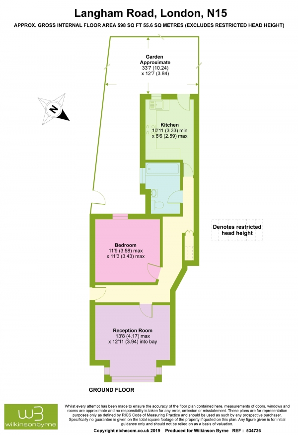 Floor Plan Image for 1 Bedroom Ground Flat for Sale in Langham Road, Harringay
