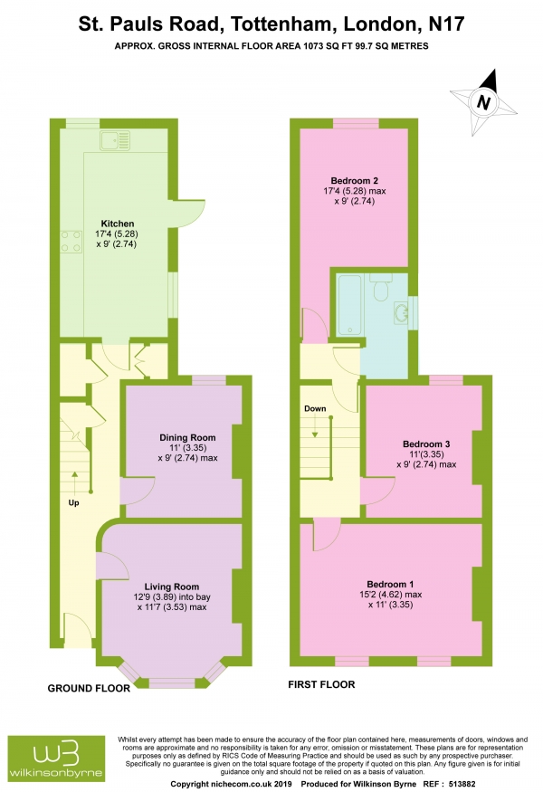 Floor Plan Image for 3 Bedroom Terraced House for Sale in St. Pauls Road, Tottenham , London