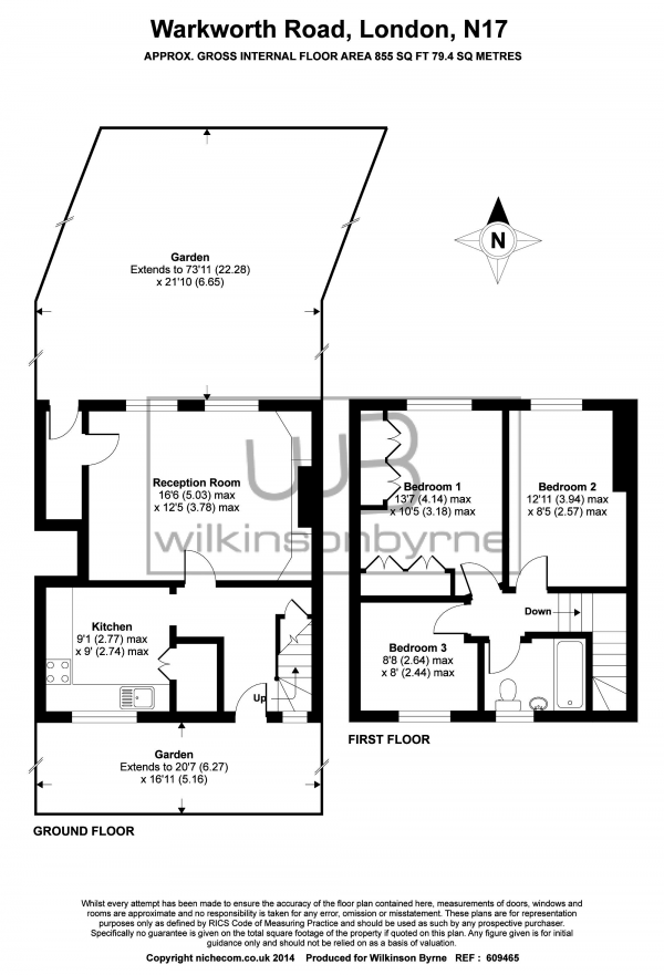 Floor Plan Image for 3 Bedroom Terraced House to Rent in Warkworth Road, Tottenham