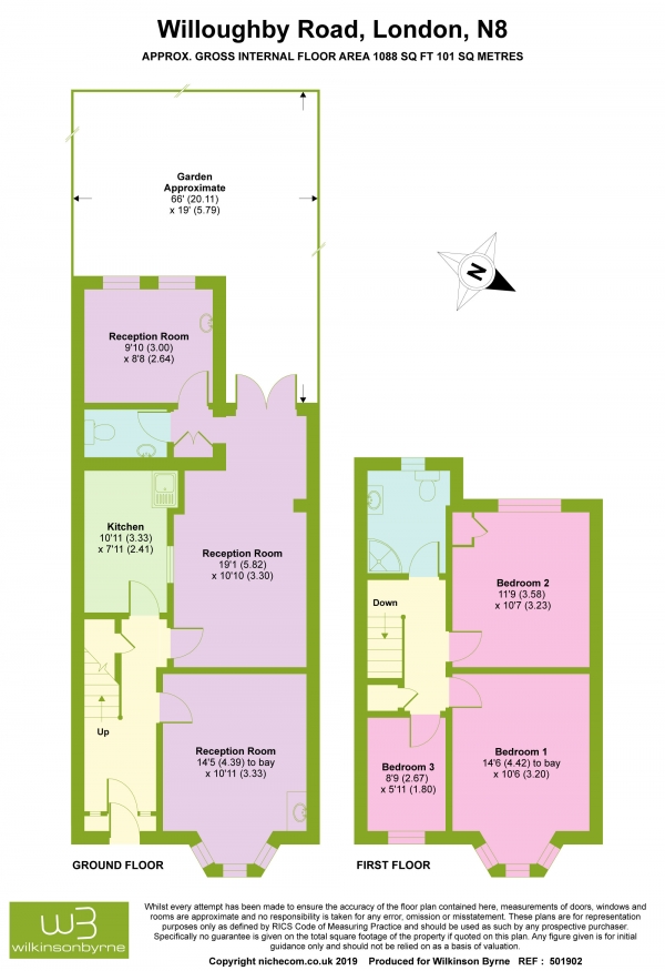 Floor Plan Image for 3 Bedroom End of Terrace House for Sale in Willoughby Road, Harringay, London, N8 0HR