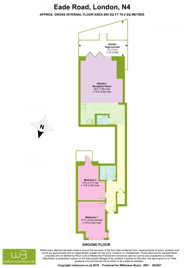 Floor Plan Image for 2 Bedroom Apartment for Sale in Eade Road, Harringay, London, N4 1DH