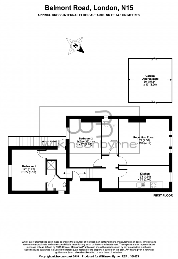 Floor Plan Image for 2 Bedroom Apartment for Sale in Belmont Road, Turnpike Lane