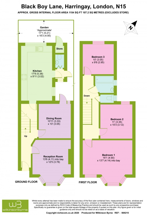 Floor Plan Image for 3 Bedroom Terraced House for Sale in Black Boy Lane