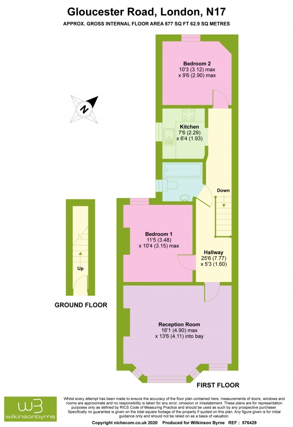 Floor Plan Image for 2 Bedroom Flat for Sale in Gloucester Road, Tottenham, London, N17 6DG