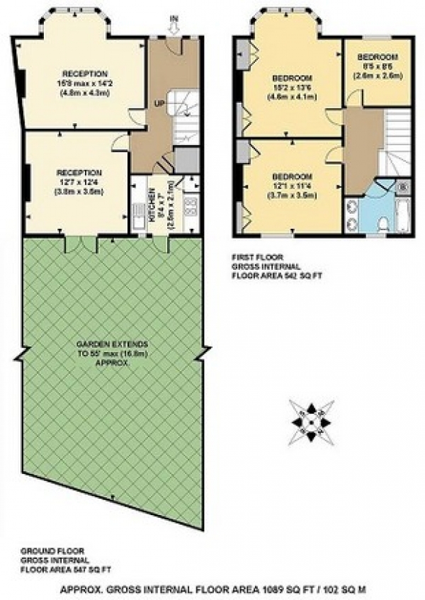 Floor Plan Image for 3 Bedroom Terraced House for Sale in Downhills Park Road, London, N17 6PB