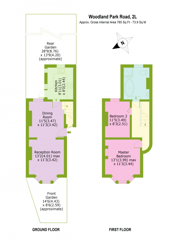 Floor Plan Image for 2 Bedroom End of Terrace House for Sale in Woodlands Park Road, Turnpike Lane