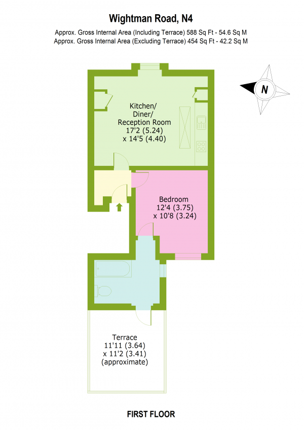 Floor Plan Image for 1 Bedroom Apartment for Sale in Wightman Road, Harringay, London, N4 1RQ