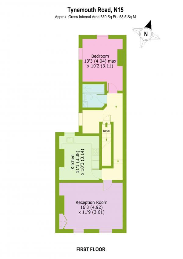 Floor Plan Image for 1 Bedroom Flat for Sale in Tynemouth Road