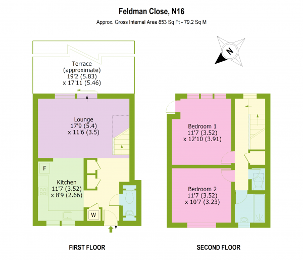 Floor Plan Image for 2 Bedroom Apartment for Sale in Feldman Close, Stoke Newington, London, N16 6QG