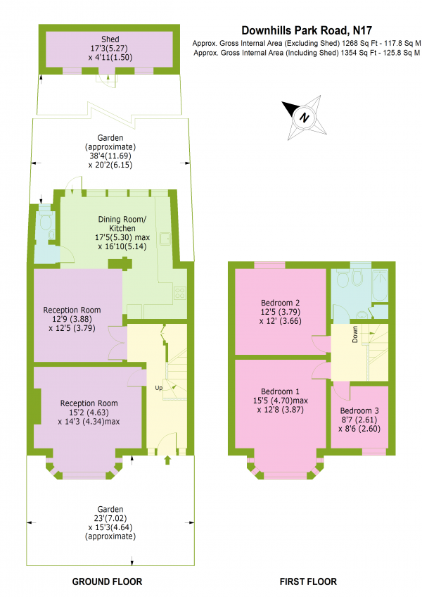 Floor Plan Image for 3 Bedroom Terraced House for Sale in Downhills Park Road, Downhills Park