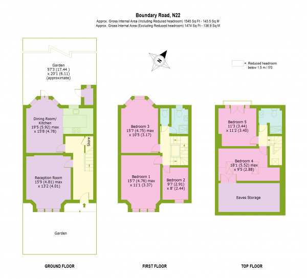 Floor Plan for 5 Bedroom Terraced House for Sale in Boundary Road, Wood Green, N22, 6AR - Guide Price &pound775,000