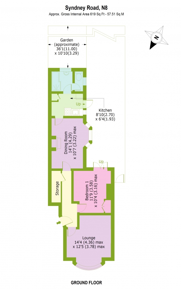 Floor Plan Image for 1 Bedroom Ground Flat for Sale in Sydney Road, Harringay Ladder