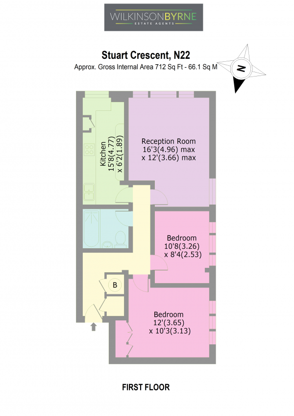 Floor Plan Image for 2 Bedroom Apartment for Sale in Stuart Crescent, Wood Green