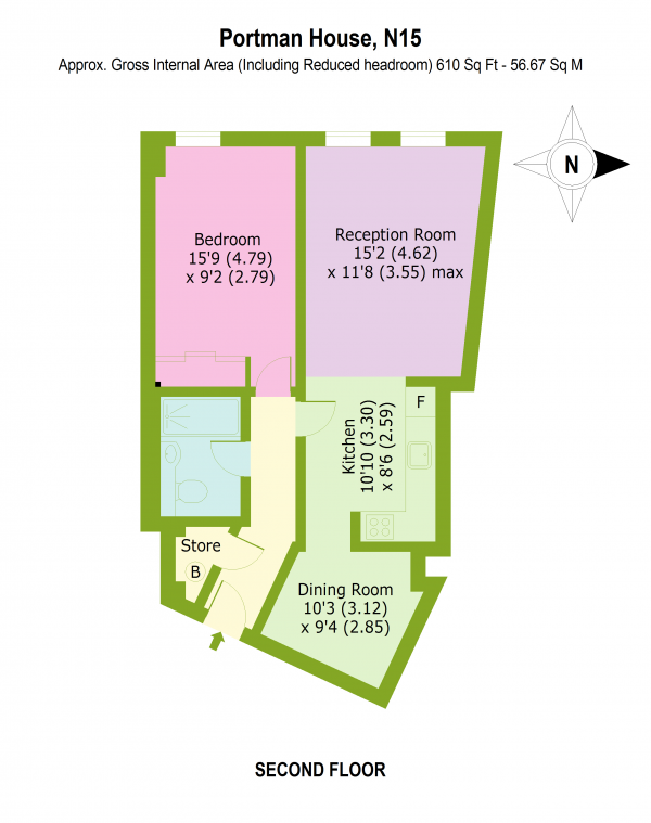 Floor Plan Image for 1 Bedroom Apartment for Sale in High Road, Wood Green