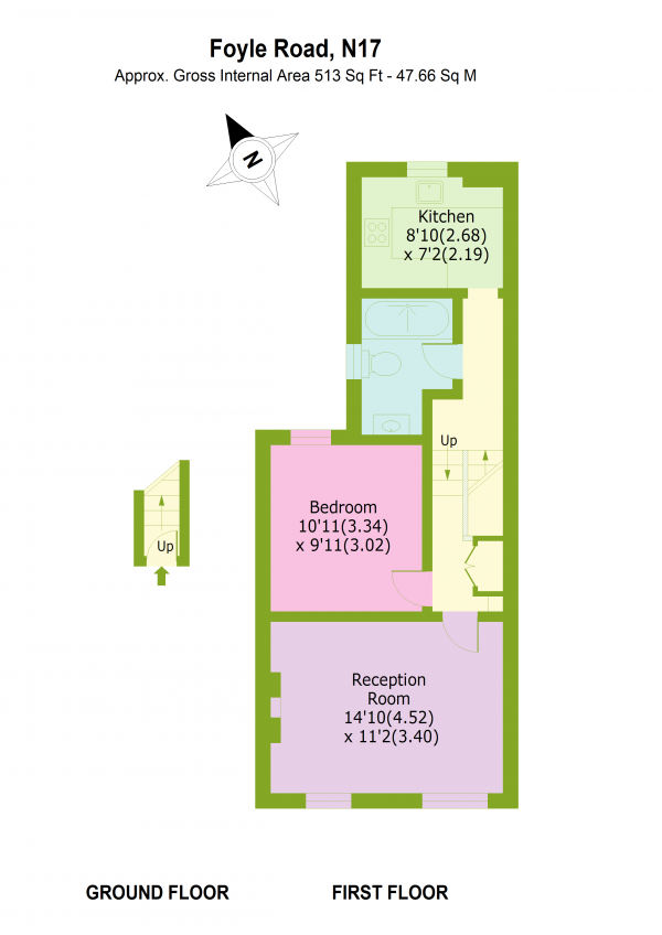 Floor Plan Image for 1 Bedroom Apartment to Rent in Foyle Road, London