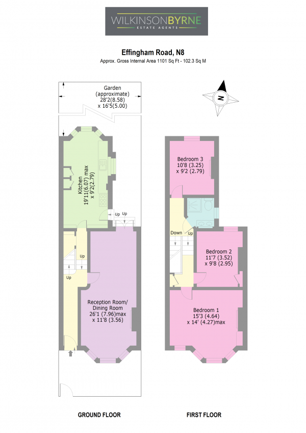 Floor Plan Image for 3 Bedroom End of Terrace House to Rent in Effingham Road, Harringay Ladder