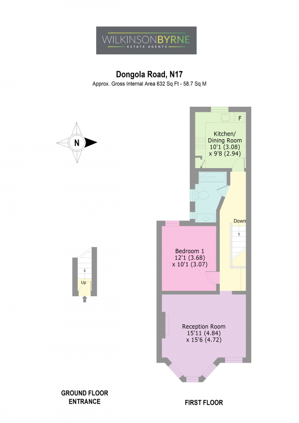 Floor Plan Image for 1 Bedroom Apartment for Sale in Dongola Road, London