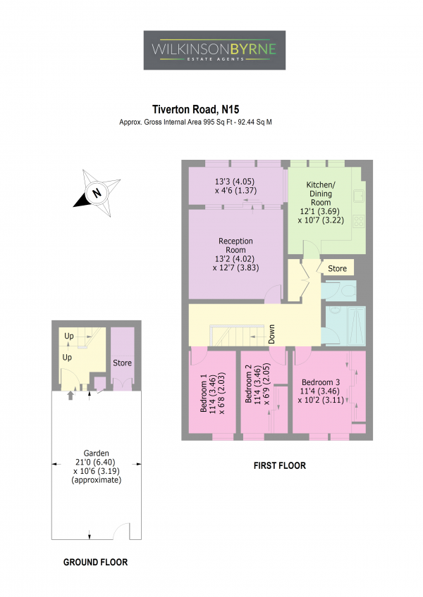 Floor Plan Image for 3 Bedroom Apartment for Sale in Tiverton Road, London