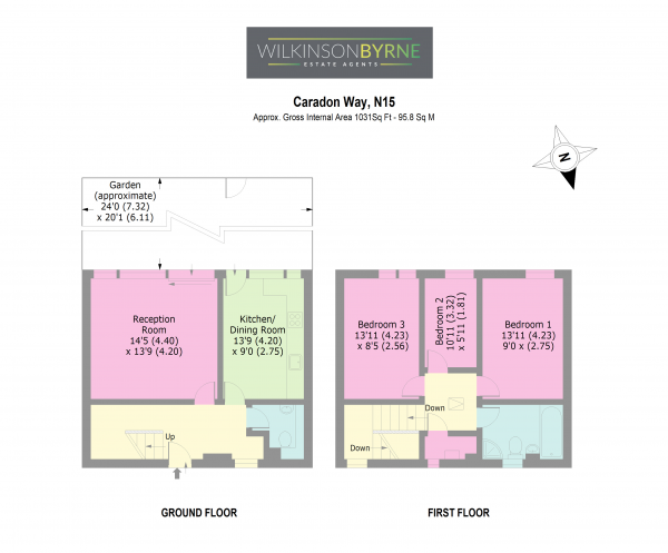 Floor Plan Image for 3 Bedroom Terraced House for Sale in Caradon Way, London
