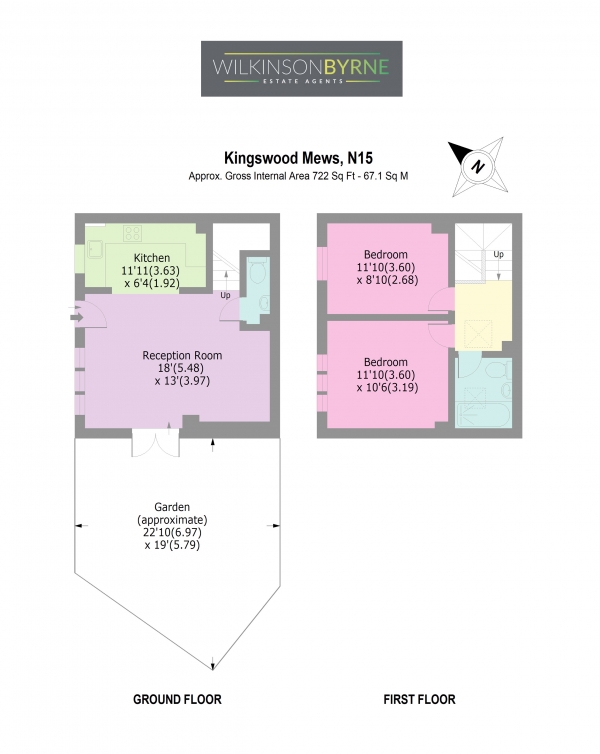 Floor Plan Image for 2 Bedroom Terraced House for Sale in Kingswood Mews, London