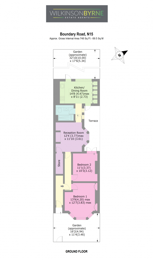 Floor Plan Image for 2 Bedroom Ground Flat for Sale in Boundary Road, London