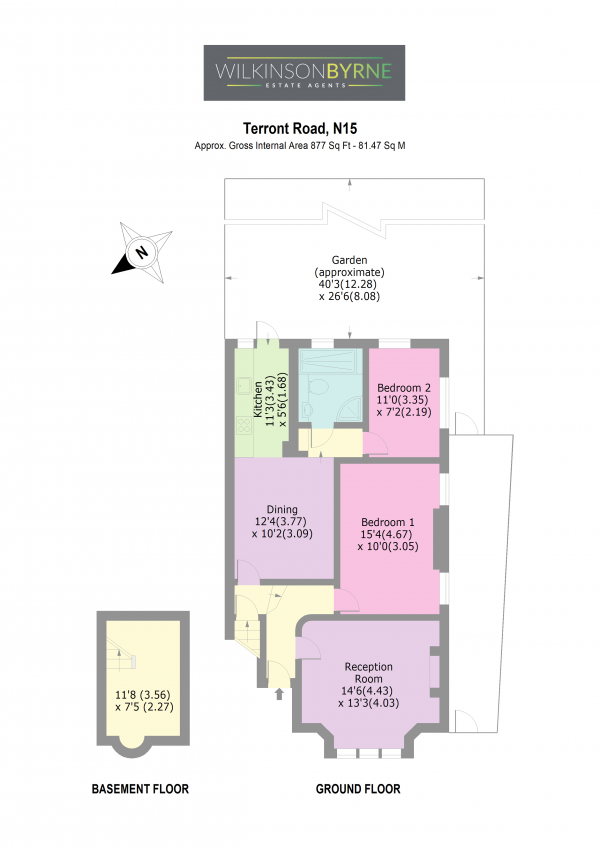 Floor Plan Image for 2 Bedroom Ground Flat to Rent in Ground Floor Flat, 15 Terront Road