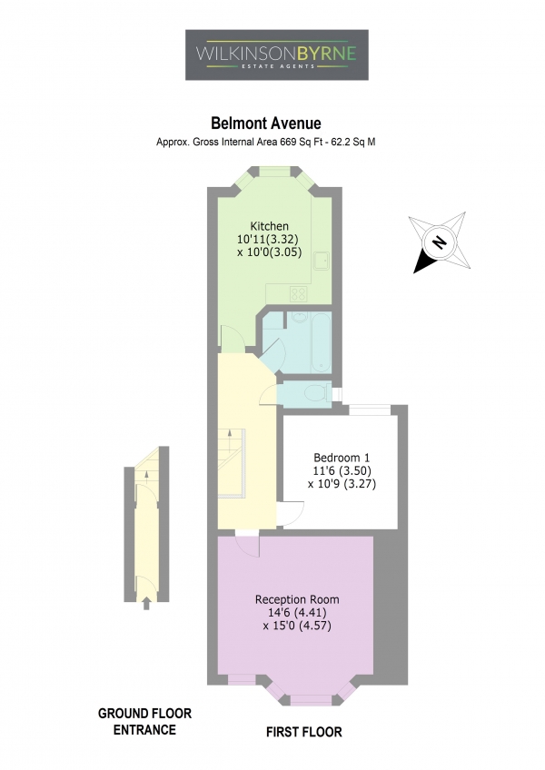 Floor Plan Image for 1 Bedroom Apartment for Sale in Belmont Avenue, London